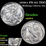 1939-s FS-101 DDO Walking Liberty Half Dollar 50c Grades Choice Unc