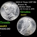 1922-d Vam 2AT R6 Peace Dollar $1 Grades Select Unc