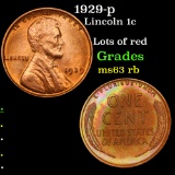 1929-p Lincoln Cent 1c Grades Select Unc RB