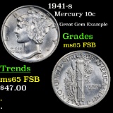 1941-s Mercury Dime 10c Grades GEM FSB