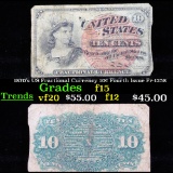 1870's US Fractional Currency 10¢ Fourth Issue Fr-1258 Grades f+