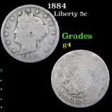 1884 Liberty Nickel 5c Grades g, good