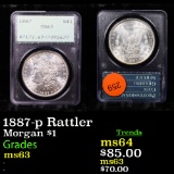 PCGS 1887-p Rattler Morgan Dollar $1 Graded ms63 By PCGS