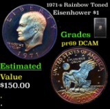 Proof 1971-s Rainbow Toned Eisenhower Dollar $1 Grades GEM++ Proof Deep Cameo