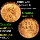 1909 vdb Lincoln Cent 1c Grades Choice+ Unc RB