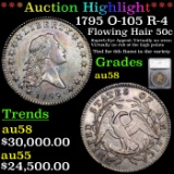 ***Auction Highlight*** 1795 O-105 R-4 Flowing Hair Half Dollar 50c Graded au58 By SEGS (fc)
