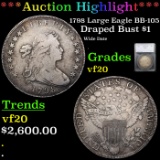 ***Auction Highlight*** 1798 Large Eagle BB-105 Draped Bust Dollar $1 Graded vf20 By SEGS (fc)