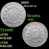 1882 Shield Nickel 5c Grades vf+