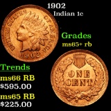 1902 Indian Cent 1c Grades Gem+ Unc RB