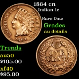 1864 cn Indian Cent 1c Grades AU Details