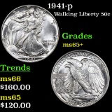 1941-p Walking Liberty Half Dollar 50c Grades GEM+ Unc