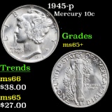 1945-p Mercury Dime 10c Grades GEM+ Unc