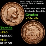 (1863) Army & Navy Scarce Franklin Token NY-630-L-4a  CWT 1c Grades xf details