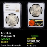 NGC 1881-s Morgan Dollar $1 Graded ms65 By NGC