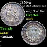 1859-p Seated Liberty Dime 10c Grades Choice AU/BU Slider