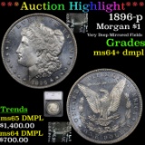 ***Auction Highlight*** 1896-p Morgan Dollar $1 Graded ms64+ dmpl By SEGS (fc)