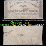 1862 THE CITY OF RICHMOND, VIRGINIA 75 CENTS CONFEDERATE STATES #TR06-15 Grades f+