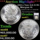 ***Auction Highlight*** 1883-o Vam 21A I3 R5 Morgan Dollar $1 Graded ms67+ By SEGS (fc)