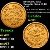 (1863) B.W. Titus Brass NJ-885-A-2B R3 Civil War Token 1c Grades Select Unc