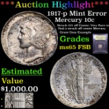 ***Auction Highlight*** 1917-p Mint Error Mercury Dime 10c Graded GEM FSB By USCG (fc)