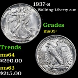 1937-s Walking Liberty Half Dollar 50c Grades Select+ Unc