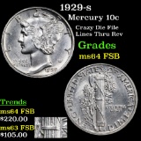 1929-s Mercury Dime 10c Grades Choice Unc FSB