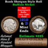 Buffalo Nickel Shotgun Roll in Old Bank Style 'Automat Horn & Hardart' Wrapper 1919 & d Mint Ends