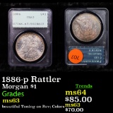 PCGS 1886-p Rattler Morgan Dollar $1 Graded ms63 By PCGS