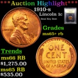 ***Auction Highlight*** 1910-s Lincoln Cent 1c Graded Gem+ Unc RB By USCG (fc)