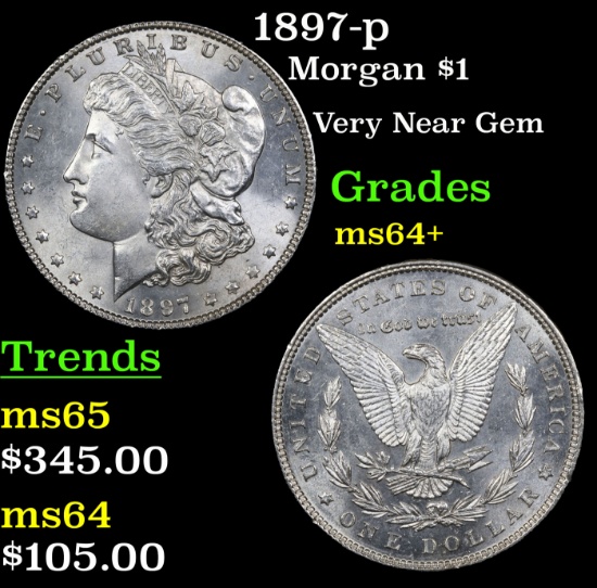 1897-p Morgan Dollar $1 Grades Choice+ Unc