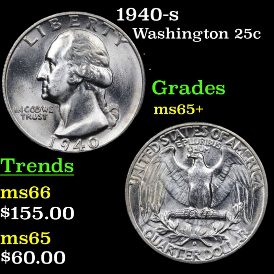 1940-s Washington Quarter 25c Grades GEM+ Unc