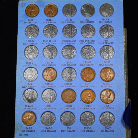 Partial Lincoln Cent page 1941-1949 9 coins