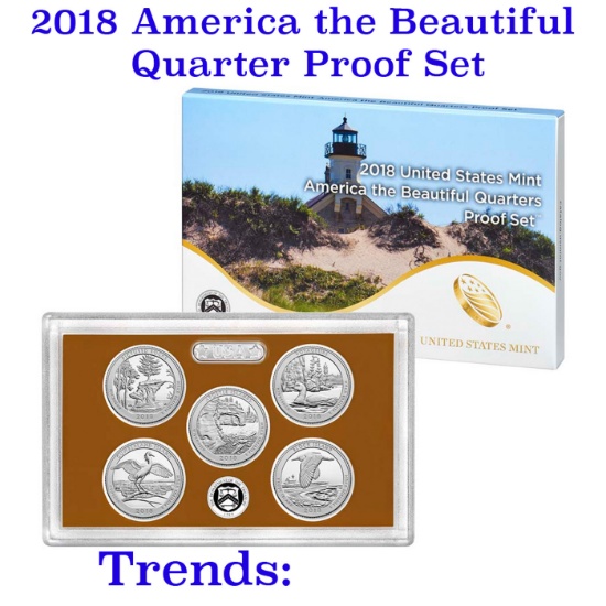 2018 United States America The Beautiful Proof Quarters set 5 coins