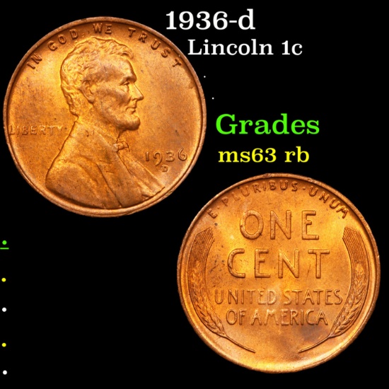 1936-d Lincoln Cent 1c Grades Select Unc RB