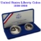 (2) Two Modern Commems 1986-p Statue of Liberty proof Silver Dollar and half orig box w/coa
