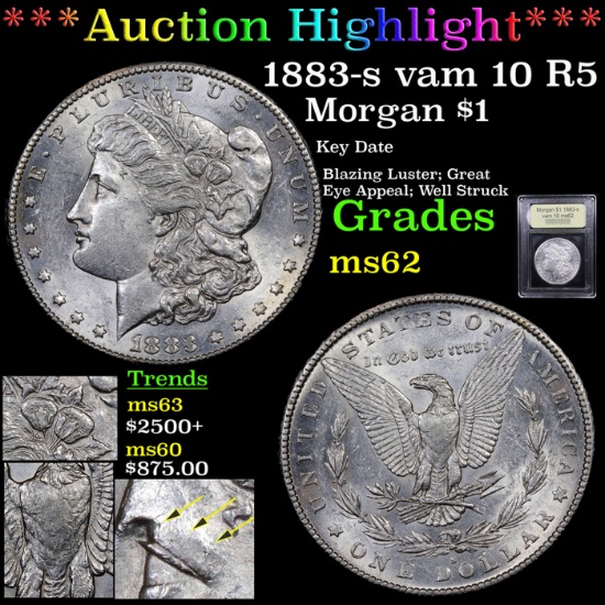***Auction Highlight*** 1883-s vam 10 R5 Morgan Dollar $1 Graded Select Unc By USCG (fc)