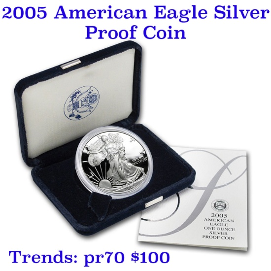 2005-w 1 oz .999 fine Proof Silver American Eagle orig box w/COA