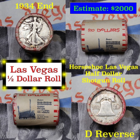 ***Auction Highlight*** Old Casino 50c Roll $10 In Halves "Horseshoe" Vegas 1934 Walker & 'D' Frankl