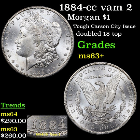 1884-cc vam 2 Morgan Dollar $1 Grades Select+ Unc