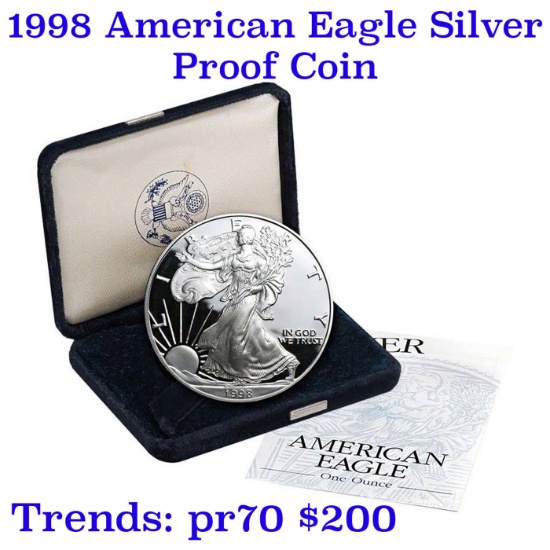 1998-p Proof SILVER Eagle original mint packaging w/coa