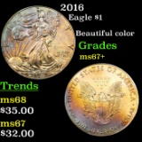 2016 Silver Eagle Dollar $1 Grades Gem++ Unc