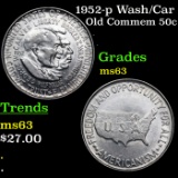 1952-p Wash/Car Old Commem Half Dollar 50c Grades Select Unc