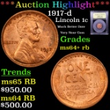 ***Auction Highlight*** 1917-d Lincoln Cent 1c Graded Choice+ Unc RB By USCG (fc)