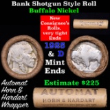 Buffalo Nickel Shotgun Roll in Old Bank Style 'Automat Horn & Hardart' Wrapper 1925 & d Mint Ends Gr