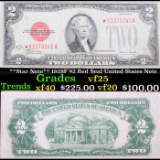 **Star Note** 1928F $2 Red Seal United States Note Grades vf+