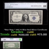 *Star Note * 1957 $1 Blue Seal Silver Certificate Graded cu66 By CGA