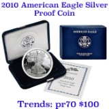 2010-w 1 oz .999 fine Proof Silver American Eagle orig box w/COA