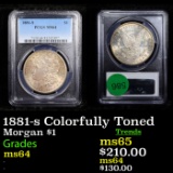 PCGS 1881-s Colorfully Toned Morgan Dollar $1 Graded ms64 By PCGS