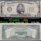 **Star Note** 1934a $5 Green Seal Federal Reserve Note (Philadelphia, PA) Grades vf, very fine