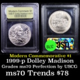1999-p Dolley Madison Modern Commem Dollar $1 Graded ms70, Perfection By USCG